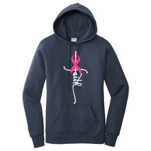 Faith Cross Warrior Survivor Pink Ribbon Breast Cancer Cute Gift Women's Pullover Hoodie