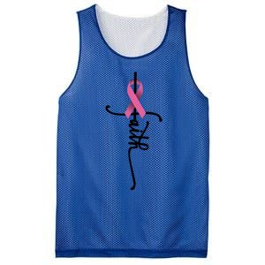 Faith Cross Warrior Survivor Ribbon Breast Cancer Gift Mesh Reversible Basketball Jersey Tank