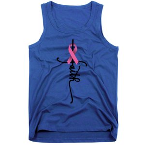 Faith Cross Warrior Survivor Ribbon Breast Cancer Gift Tank Top