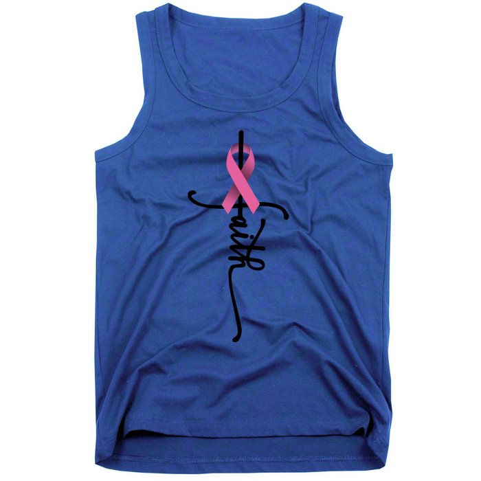 Faith Cross Warrior Survivor Ribbon Breast Cancer Gift Tank Top