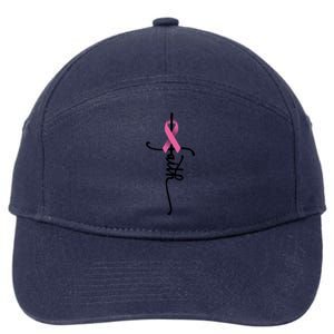 Faith Cross Warrior Survivor Ribbon Breast Cancer Gift 7-Panel Snapback Hat