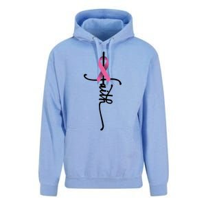 Faith Cross Warrior Survivor Ribbon Breast Cancer Gift Unisex Surf Hoodie