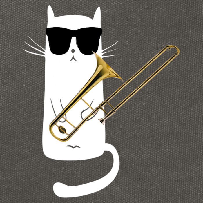 Funny Cat Wearing Sunglasses Playing Trombone Cotton Canvas Backpack