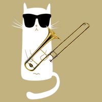Funny Cat Wearing Sunglasses Playing Trombone Cooling Performance Crew T-Shirt