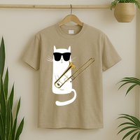 Funny Cat Wearing Sunglasses Playing Trombone T-Shirt