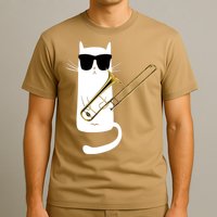 Funny Cat Wearing Sunglasses Playing Trombone T-Shirt