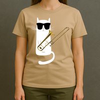 Funny Cat Wearing Sunglasses Playing Trombone T-Shirt