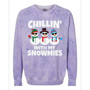 Funny Chillin With My Snowmies Christmas Colorblast Crewneck Sweatshirt