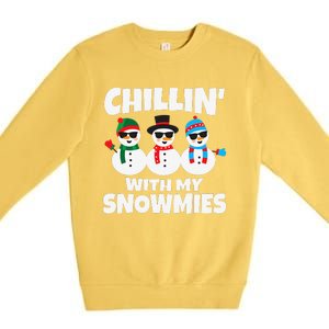 Funny Chillin With My Snowmies Christmas Premium Crewneck Sweatshirt