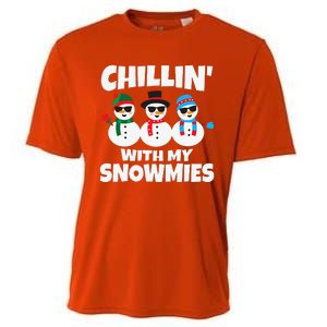 Funny Chillin With My Snowmies Christmas Cooling Performance Crew T-Shirt