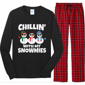 Funny Chillin With My Snowmies Christmas Long Sleeve Pajama Set