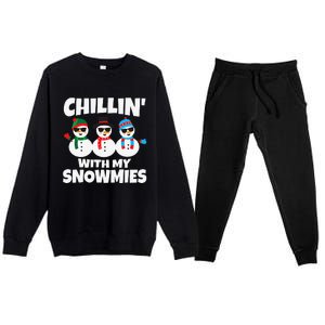 Funny Chillin With My Snowmies Christmas Premium Crewneck Sweatsuit Set