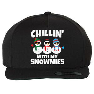 Funny Chillin With My Snowmies Christmas Wool Snapback Cap