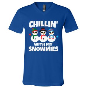 Funny Chillin With My Snowmies Christmas V-Neck T-Shirt