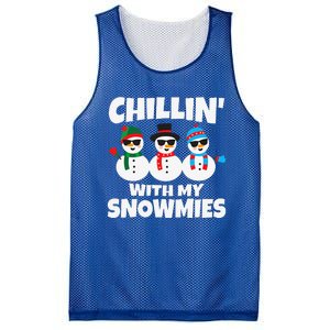 Funny Chillin With My Snowmies Christmas Mesh Reversible Basketball Jersey Tank