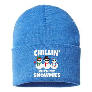 Funny Chillin With My Snowmies Christmas Sustainable Knit Beanie