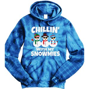 Funny Chillin With My Snowmies Christmas Tie Dye Hoodie