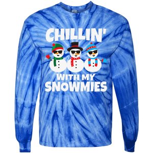 Funny Chillin With My Snowmies Christmas Tie-Dye Long Sleeve Shirt