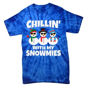 Funny Chillin With My Snowmies Christmas Tie-Dye T-Shirt