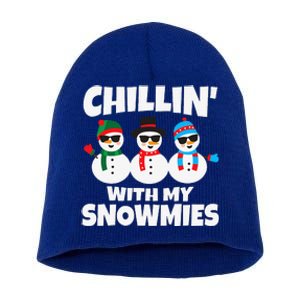 Funny Chillin With My Snowmies Christmas Short Acrylic Beanie