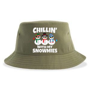 Funny Chillin With My Snowmies Christmas Sustainable Bucket Hat