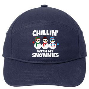 Funny Chillin With My Snowmies Christmas 7-Panel Snapback Hat