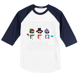 Funny Chillin With My Snowmies Christmas Baseball Sleeve Shirt