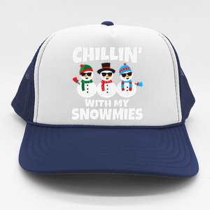 Funny Chillin With My Snowmies Christmas Trucker Hat