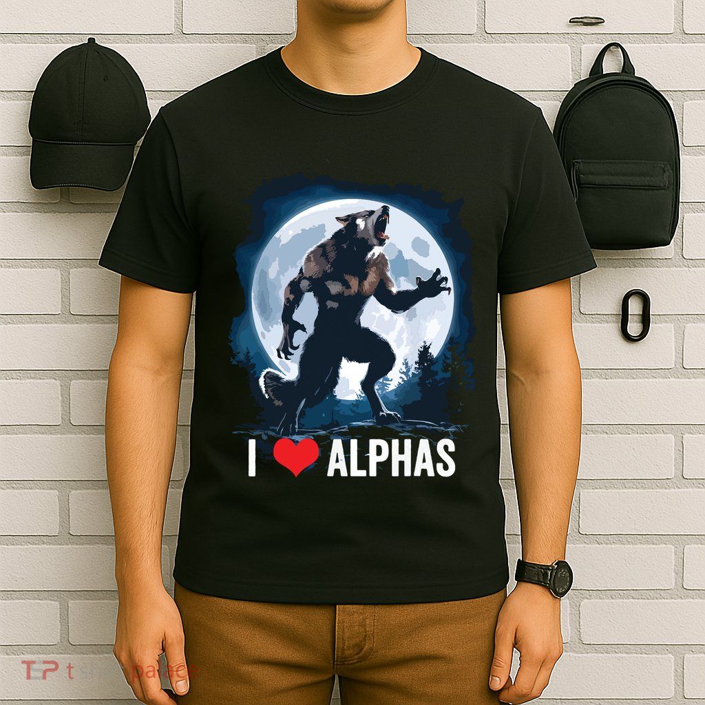 Funny Cringe Werewolf Wolf Meme I Heart Alphas I Love Alphas T-Shirt