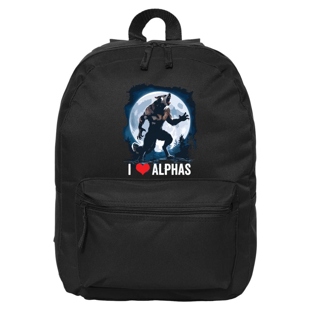 Funny Cringe Werewolf Wolf Meme I Heart Alphas I Love Alphas 16 in Basic Backpack