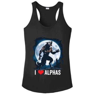 Funny Cringe Werewolf Wolf Meme I Heart Alphas I Love Alphas Ladies PosiCharge Competitor Racerback Tank