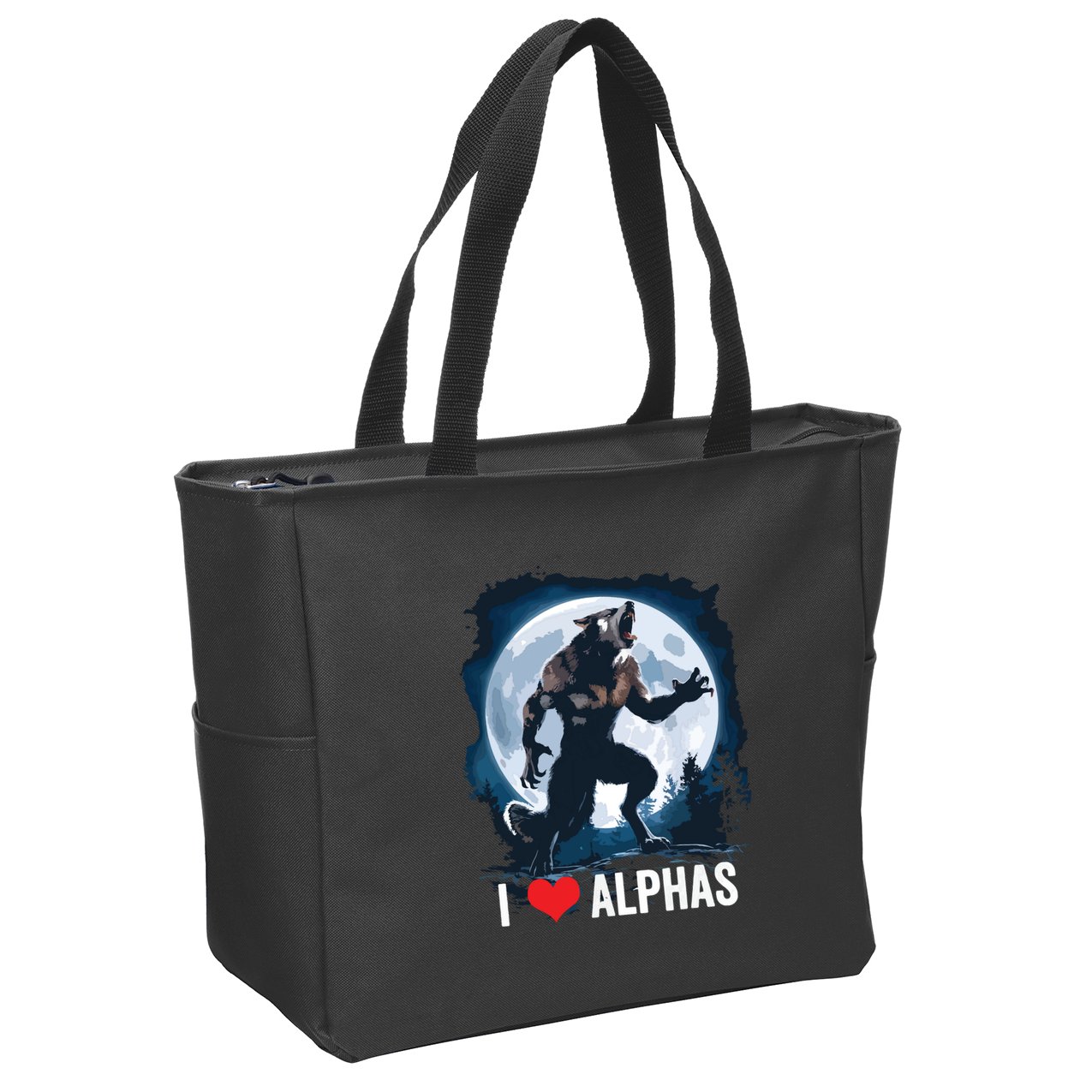 Funny Cringe Werewolf Wolf Meme I Heart Alphas I Love Alphas Zip Tote Bag