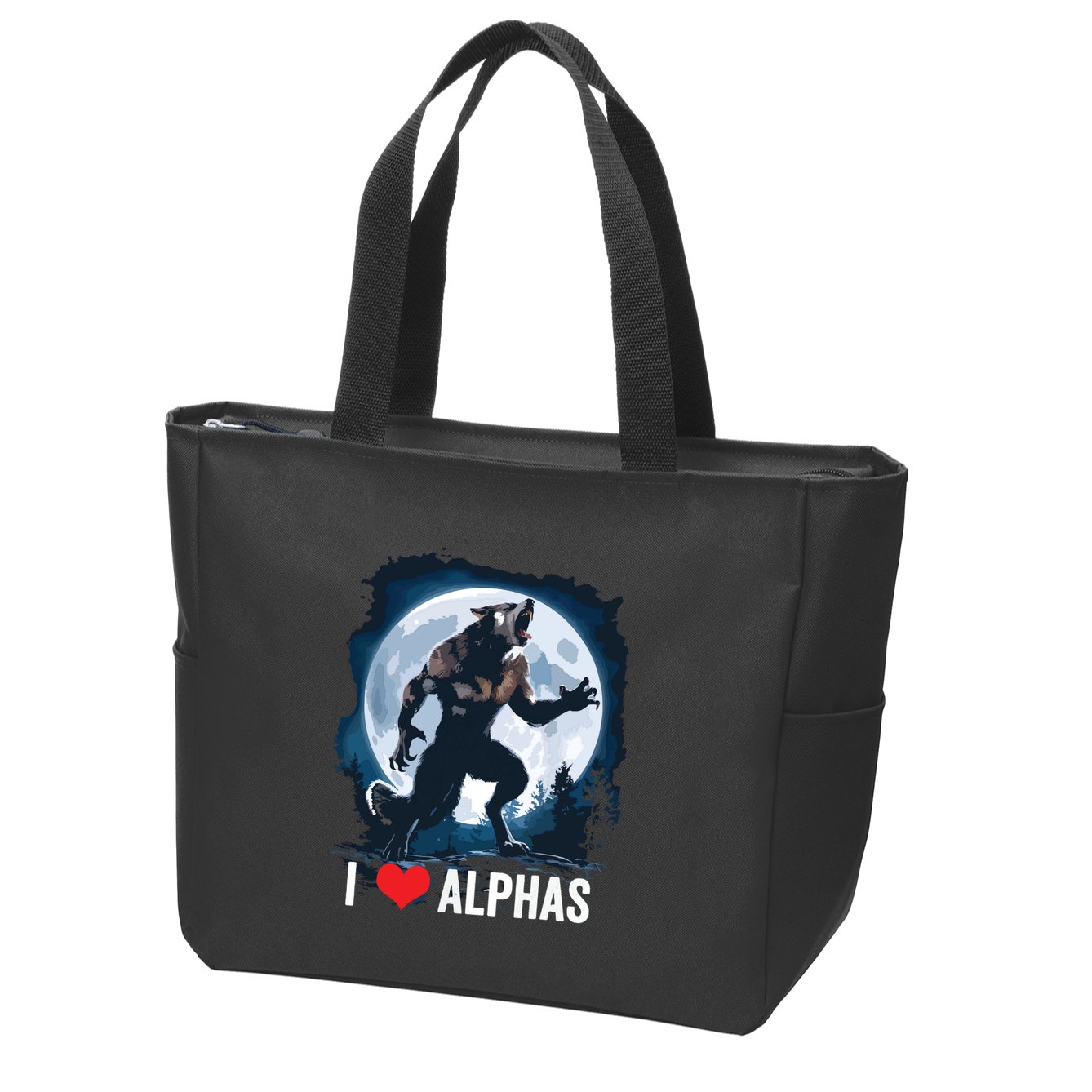 Funny Cringe Werewolf Wolf Meme I Heart Alphas I Love Alphas Zip Tote Bag