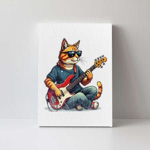 Funny Cat Wearing Sunglasses Playing Bass Guitar Cat Owner Canvas