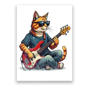 Funny Cat Wearing Sunglasses Playing Bass Guitar Cat Owner Poster