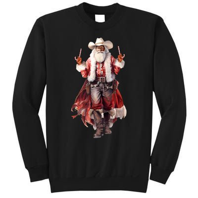 Funny Christmas Western Cowboy Santa Claus And Candy Cane Sweatshirt