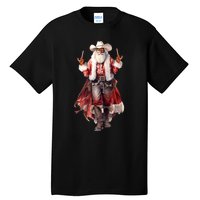 Funny Christmas Western Cowboy Santa Claus And Candy Cane Tall T-Shirt