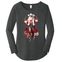 Funny Christmas Western Cowboy Santa Claus And Candy Cane Women's Perfect Tri Tunic Long Sleeve Shirt