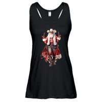 Funny Christmas Western Cowboy Santa Claus And Candy Cane Ladies Essential Flowy Tank