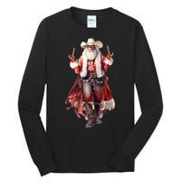 Funny Christmas Western Cowboy Santa Claus And Candy Cane Tall Long Sleeve T-Shirt