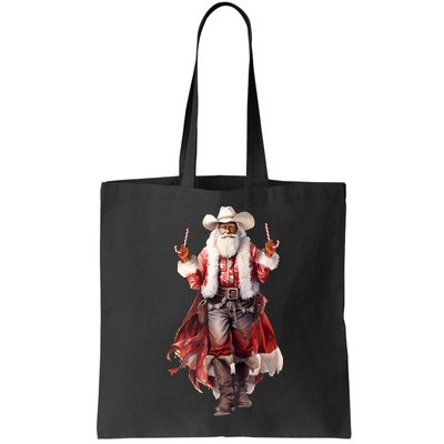 Funny Christmas Western Cowboy Santa Claus And Candy Cane Bag