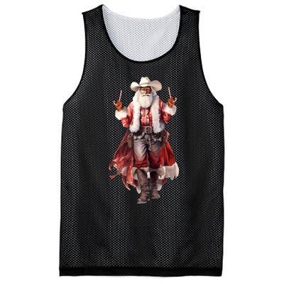 Funny Christmas Western Cowboy Santa Claus And Candy Cane Mesh Reversible Basketball Jersey Tank