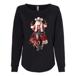 Funny Christmas Western Cowboy Santa Claus And Candy Cane Womens California Wash Sweatshirt