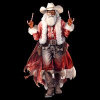 Funny Christmas Western Cowboy Santa Claus And Candy Cane Premium T-Shirt