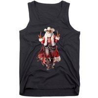 Funny Christmas Western Cowboy Santa Claus And Candy Cane Tank Top