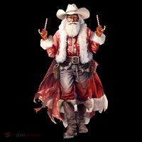 Funny Christmas Western Cowboy Santa Claus And Candy Cane Tank Top