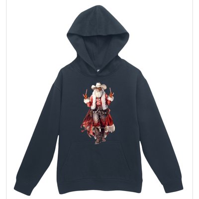 Funny Christmas Western Cowboy Santa Claus And Candy Cane Urban Pullover Hoodie