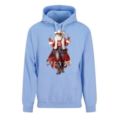 Funny Christmas Western Cowboy Santa Claus And Candy Cane Unisex Surf Hoodie