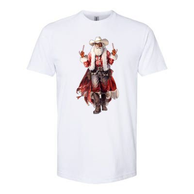 Funny Christmas Western Cowboy Santa Claus And Candy Cane Softstyle CVC T-Shirt