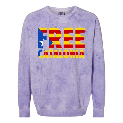 Free Catalonia With Catalonia Flag Colorblast Crewneck Sweatshirt